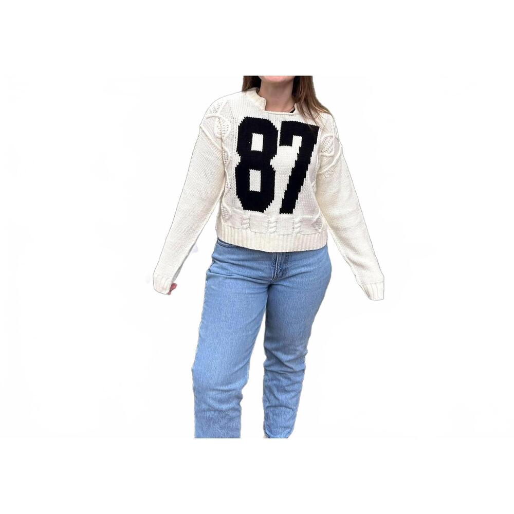 NEW AEMI + CO 87 cable knit sweater in white